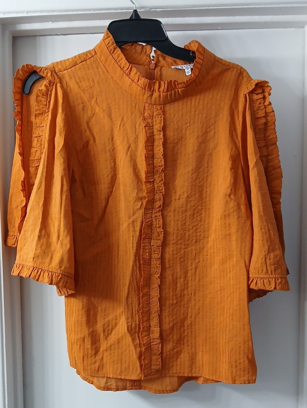 Current Air Mustard Ruffle Top